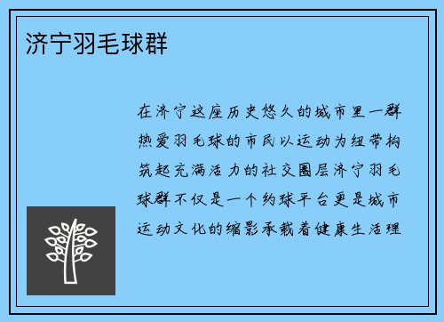 济宁羽毛球群